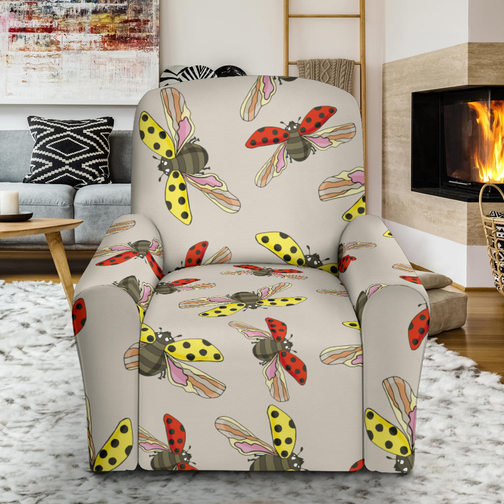 Ladybug Pattern Print Design 04 Recliner Slipcover with Pocket