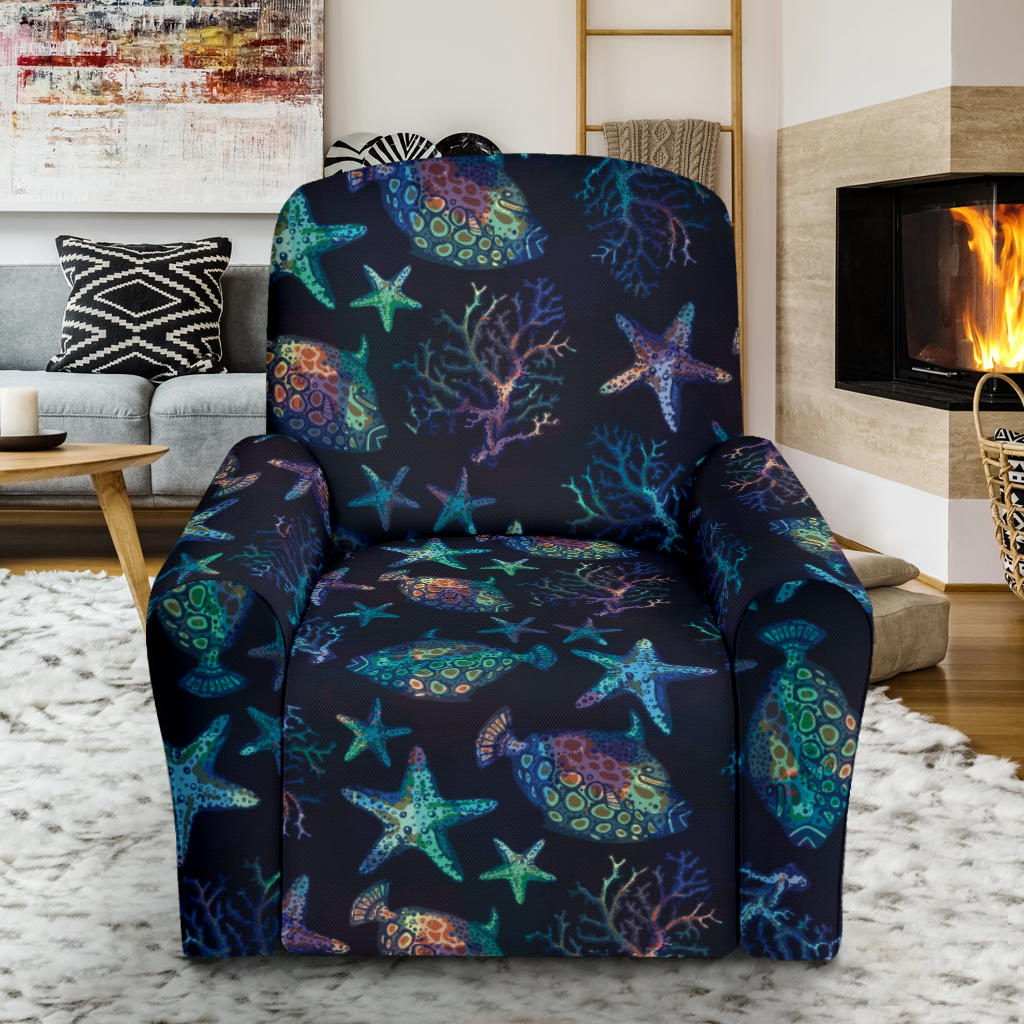 Starfish Pattern Print Design 01 Recliner Slipcover with Pocket