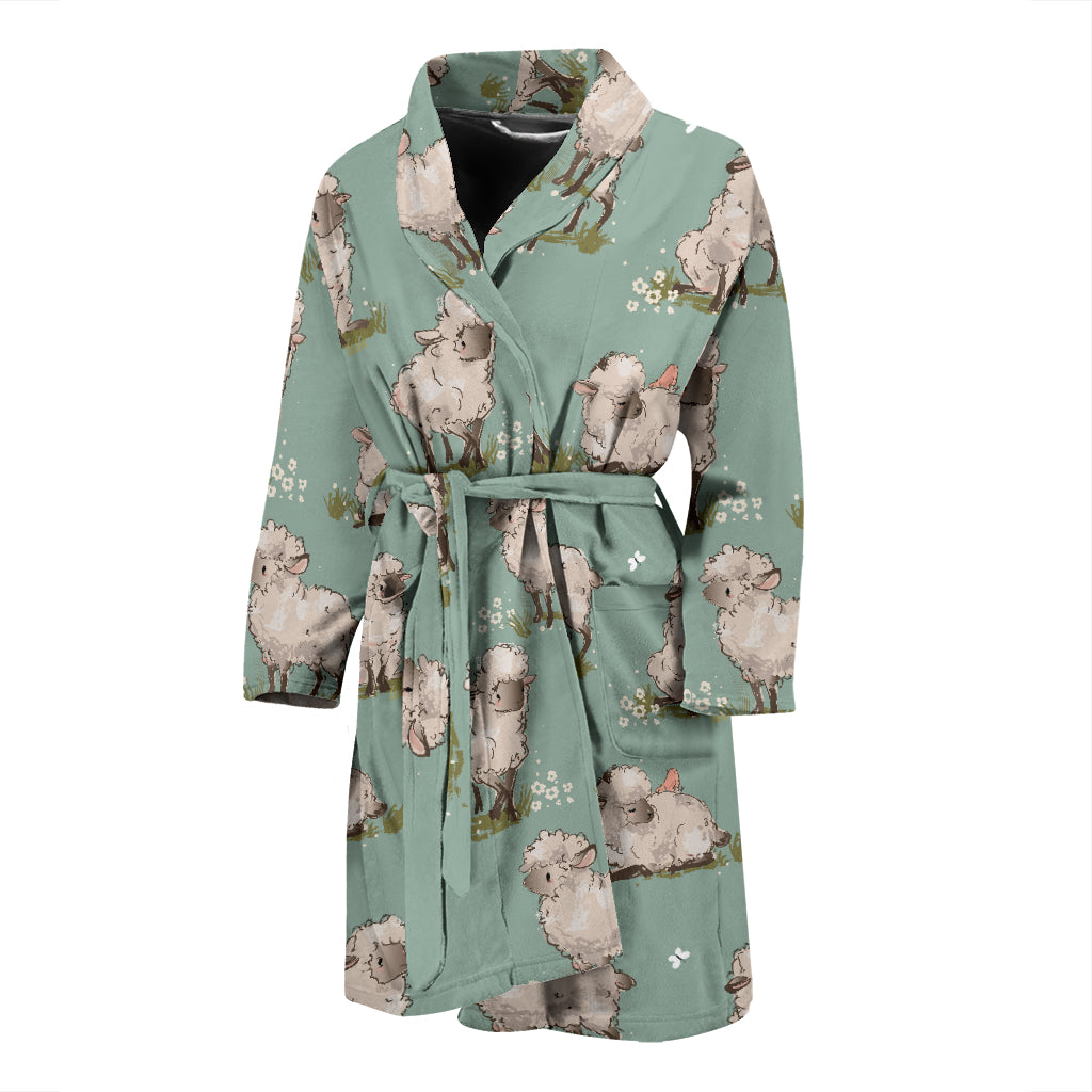 Sheep Print Design LKS405 Men Bathrobe