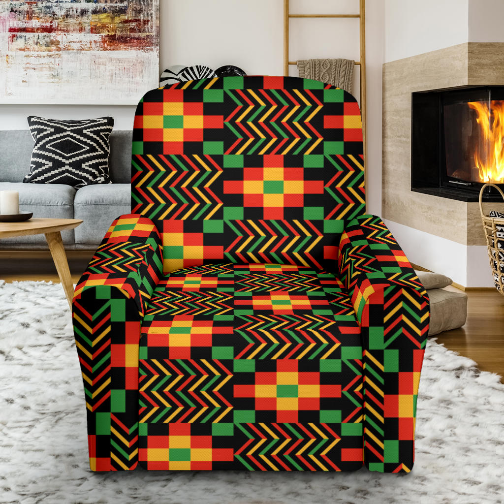 Kente Pattern Print Design 01 Recliner Slipcover with Pocket
