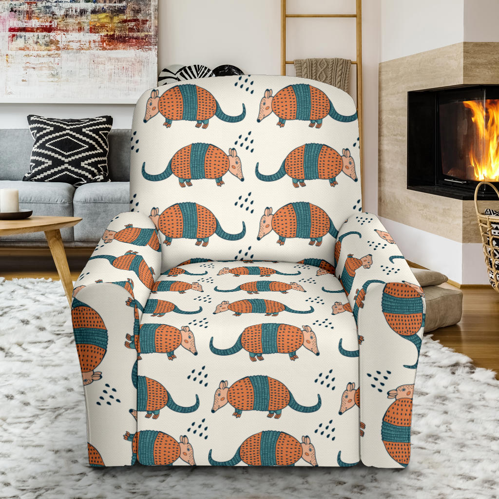 Armadillo Pattern Print Design 01 Recliner Slipcover with Pocket