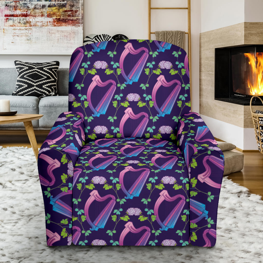 Harp Print Design LKS403 Recliner Slipcover with Pocket