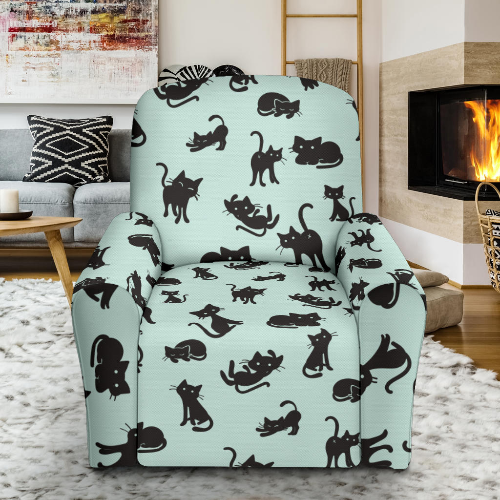 Black Cat Pattern Print Design 04 Recliner Slipcover with Pocket