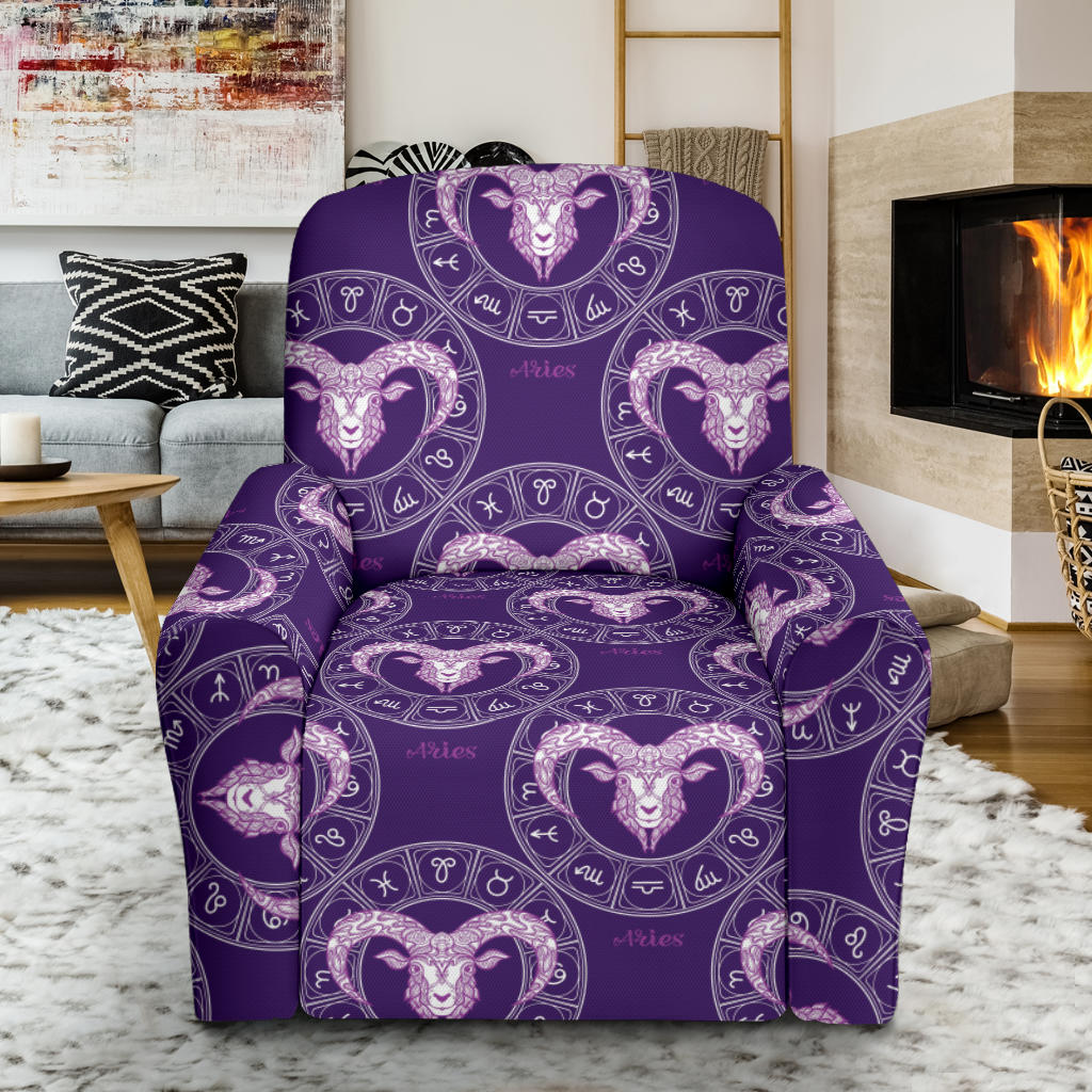 Aries Zodiac Pattern Print Design 02 Recliner Slipcover with Pocket