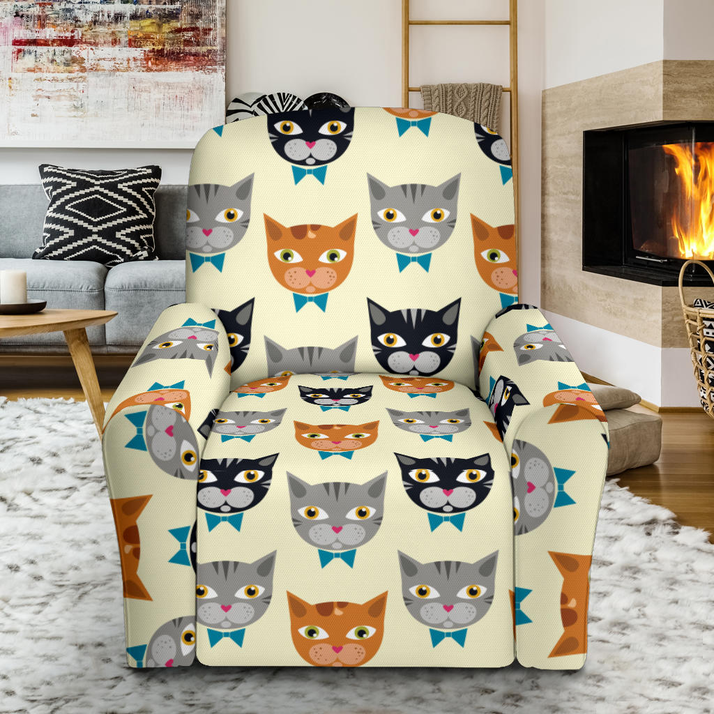 Cat Pattern Print Design 05 Recliner Slipcover with Pocket