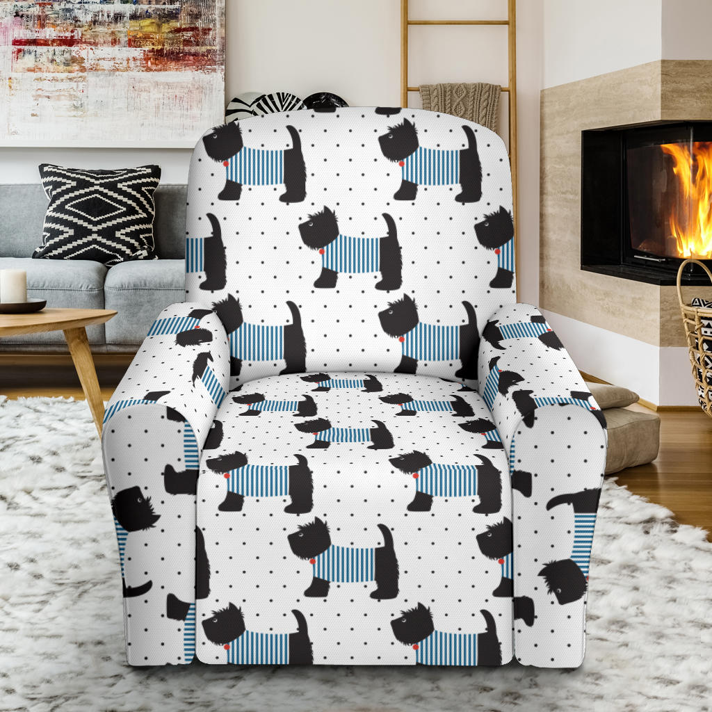 Scottish Terriers Print Design LKS3012 Recliner Slipcover with Pocket