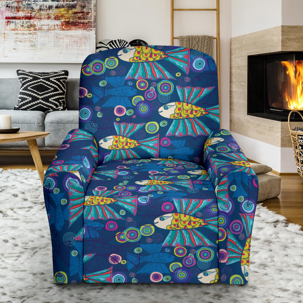 Flying Fish Pattern Print Design 01 Recliner Slipcover with Pocket