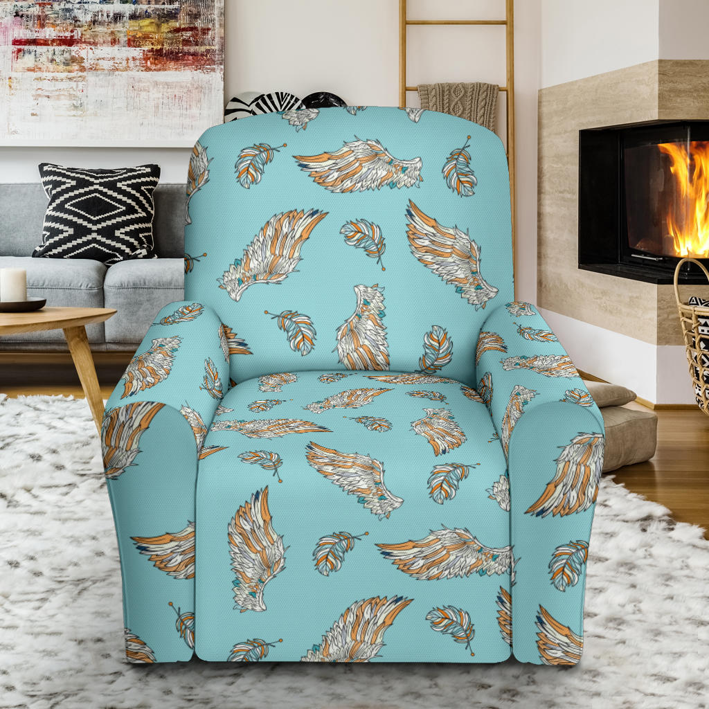 Angel Wings Pattern Print Design 03 Recliner Slipcover with Pocket