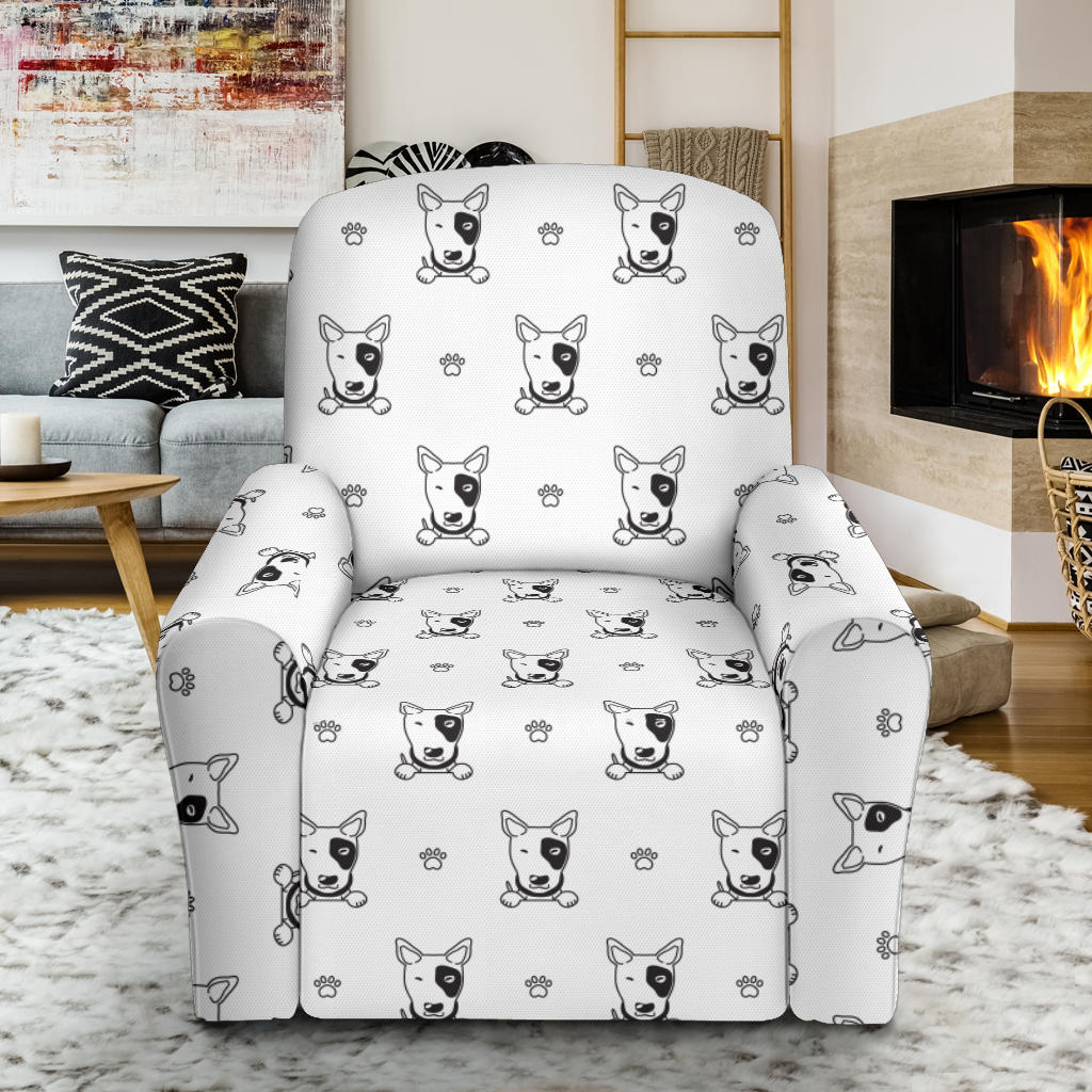 Bull Terriers Pattern Print Design 06 Recliner Slipcover with Pocket