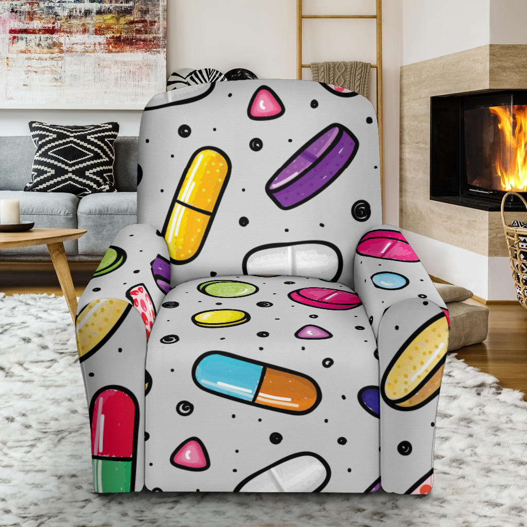 Pill Pattern Print Design A04 Recliner Slipcover with Pocket