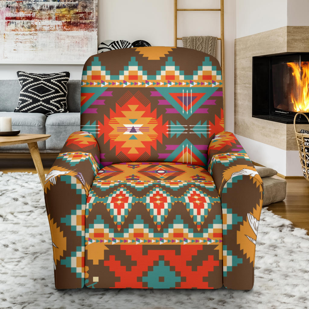 Native Pattern Print Design A01 Recliner Slipcover with Pocket