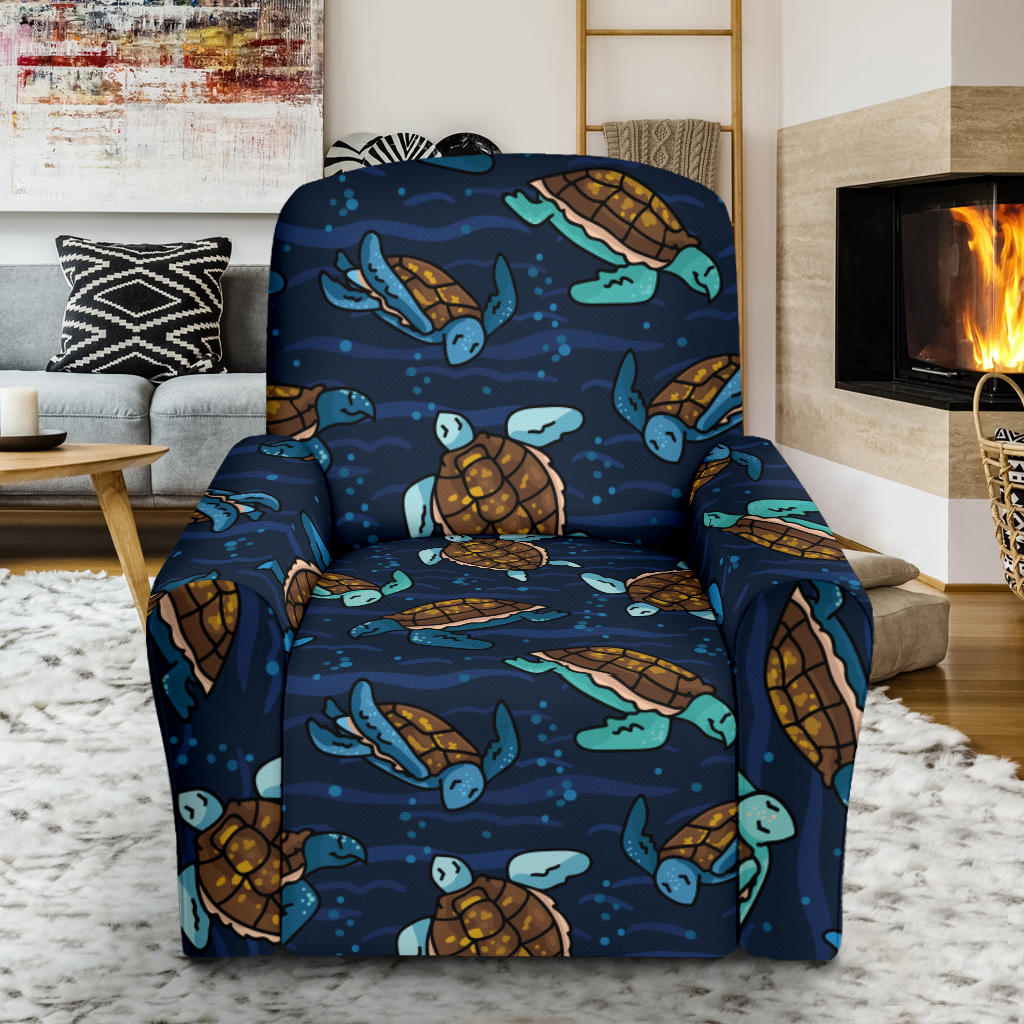 Sea Turtle Print Design LKS3011 Recliner Slipcover with Pocket