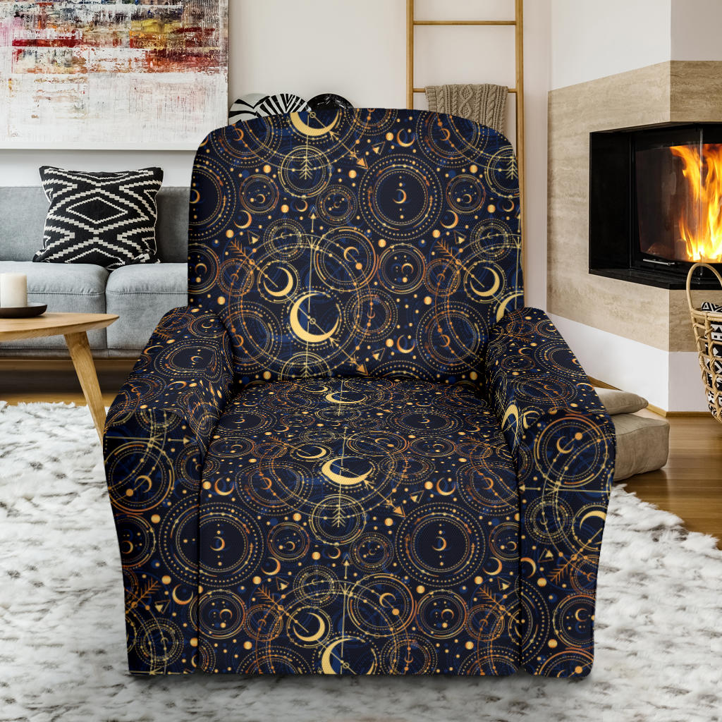 Celestial Pattern Print Design 04 Recliner Slipcover with Pocket