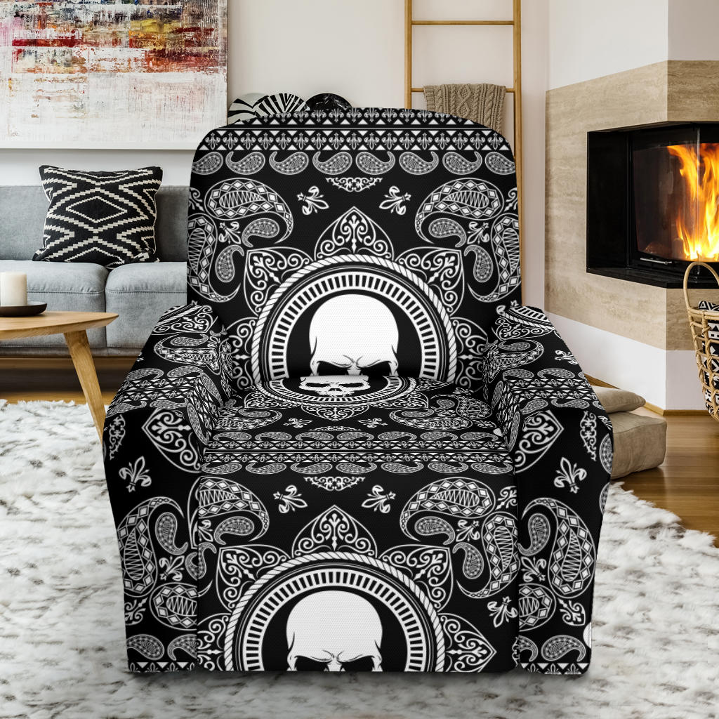 Bandana Skull Print Design LKS303 Recliner Slipcover with Pocket