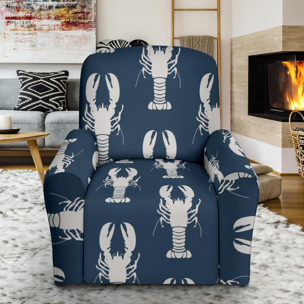 Lobster Pattern Print Design 02 Recliner Slipcover with Pocket