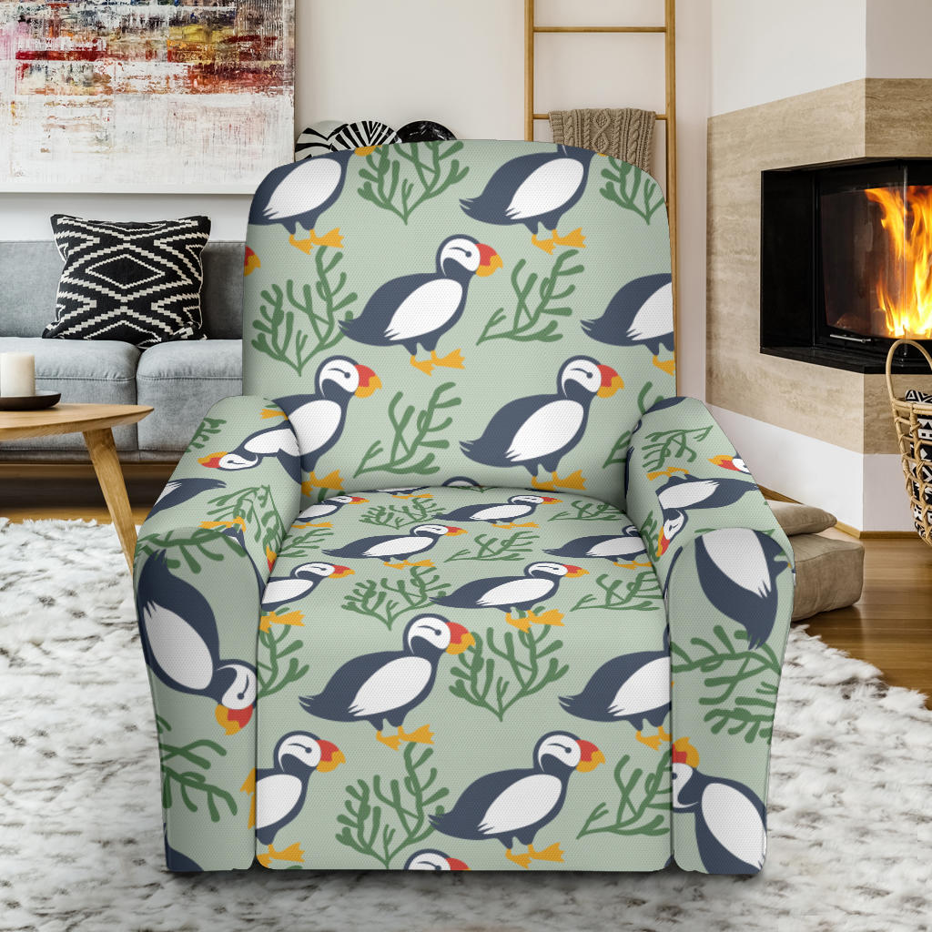Puffin Pattern Print Design A04 Recliner Slipcover with Pocket