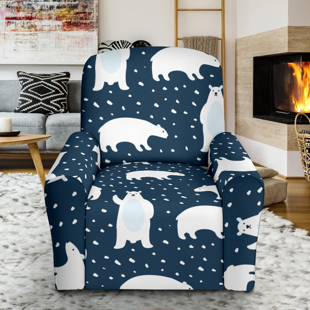 Polar Bear Pattern Print Design A02 Recliner Slipcover with Pocket