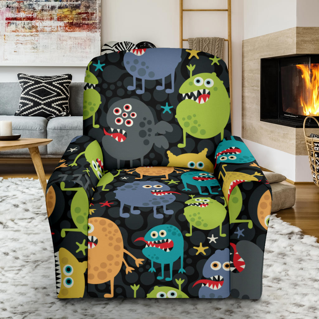 Monster Pattern Print Design 01 Recliner Slipcover with Pocket