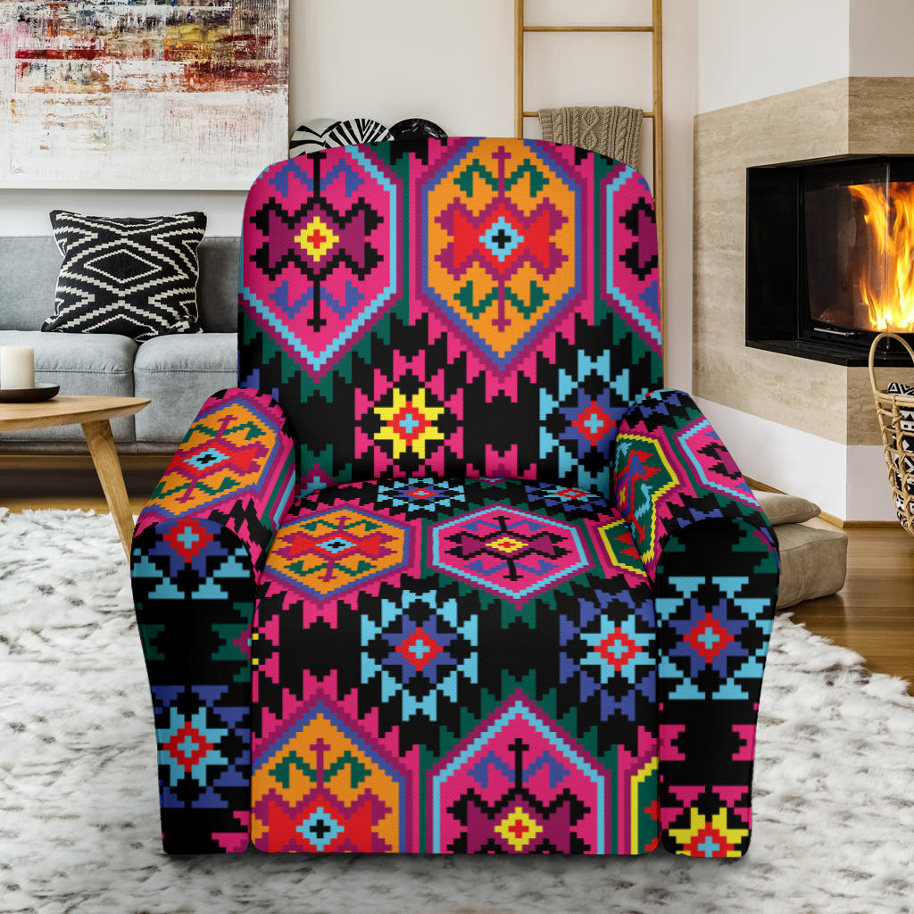 Mexican Pattern Print Design 02 Recliner Slipcover with Pocket