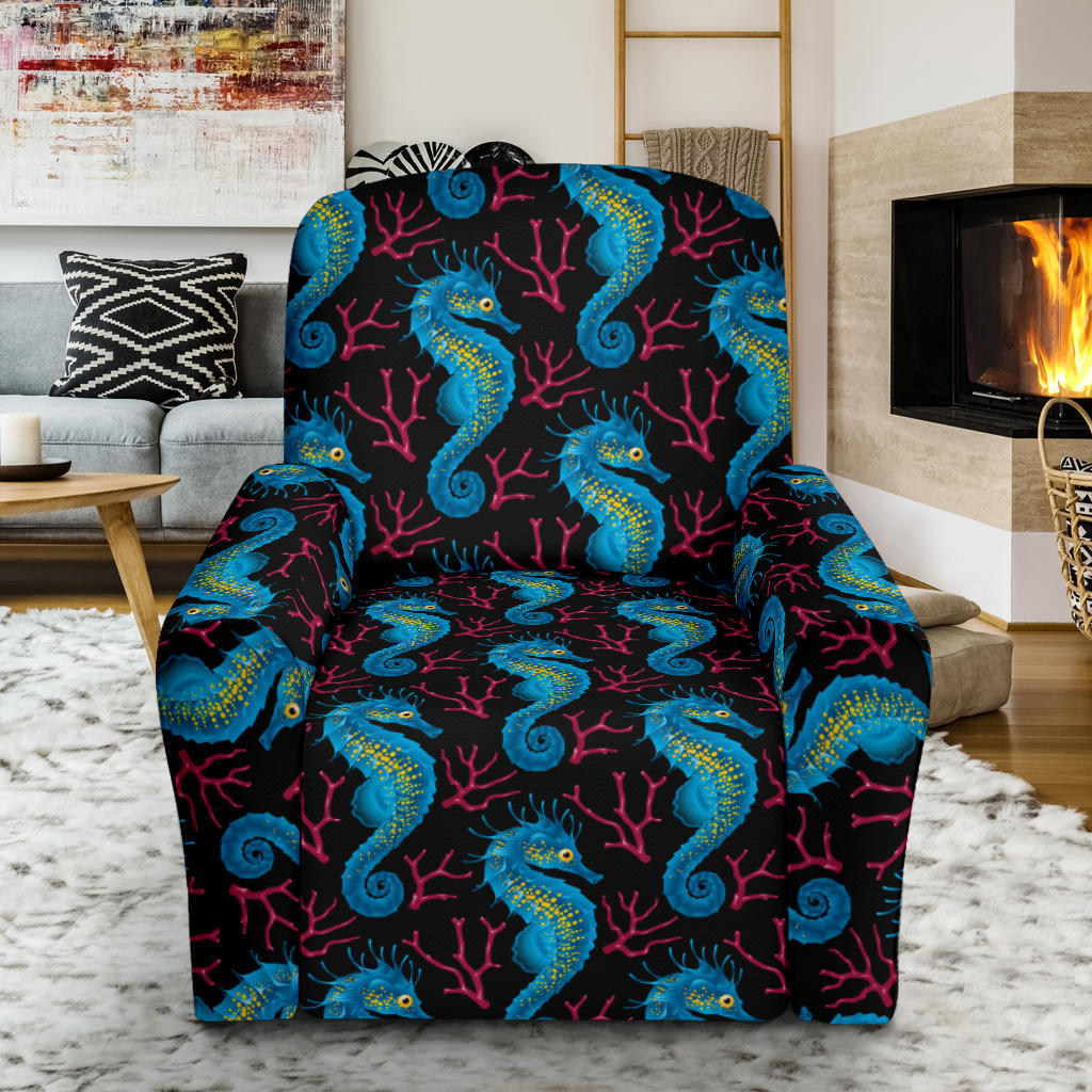 SeaHorse Print Design LKS401 Recliner Slipcover with Pocket