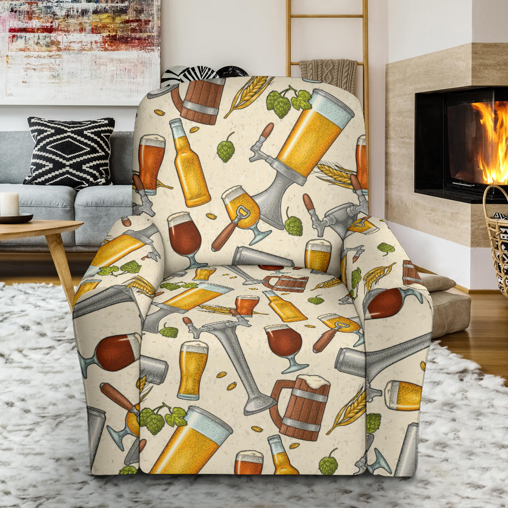 Beer Pattern Print Design 05 Recliner Slipcover with Pocket