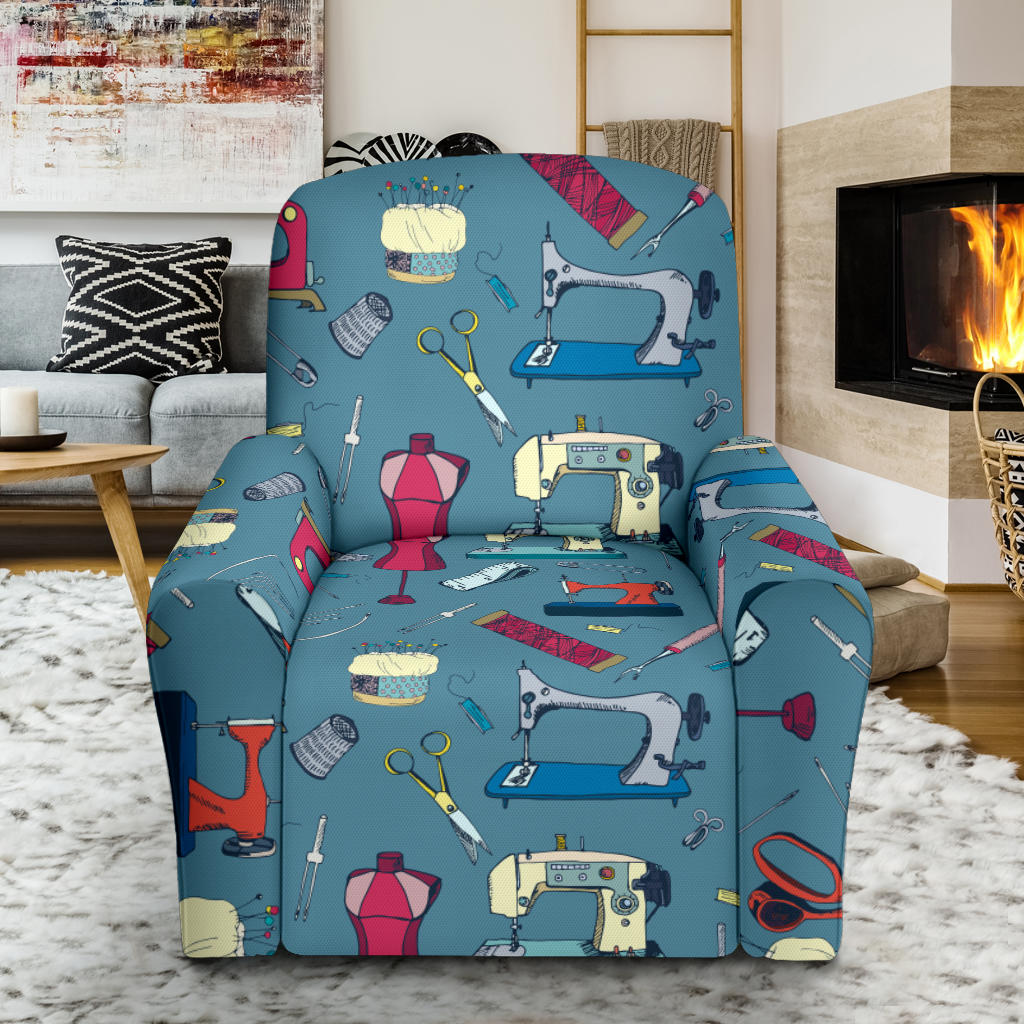 Sewing Equipment Print Design LKS301 Recliner Slipcover with Pocket