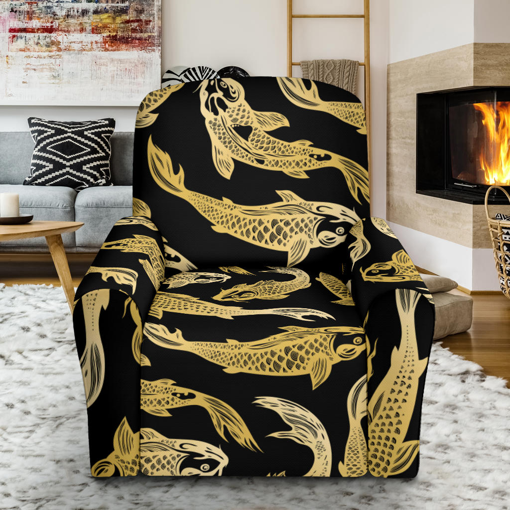 KOI Fish Pattern Print Design 03 Recliner Slipcover with Pocket