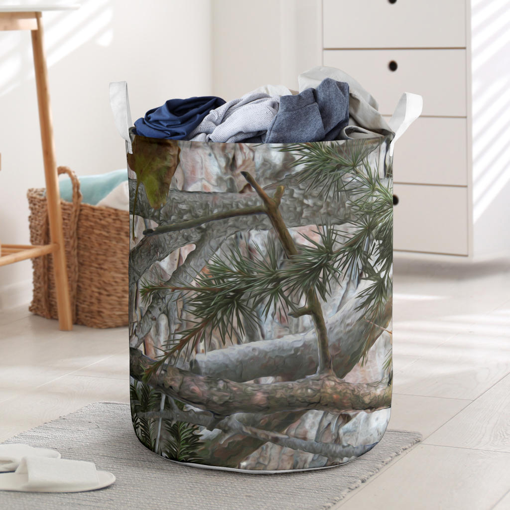 Camo Realistic Tree Forest Pattern Laundry Basket