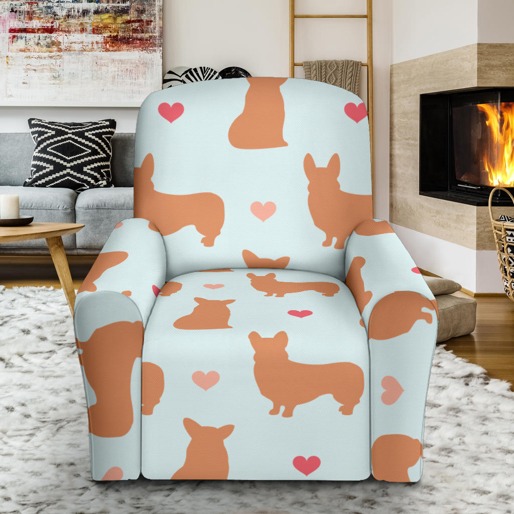 Pembroke Welsh Corgis Pattern Print Design A01 Recliner Slipcover with Pocket