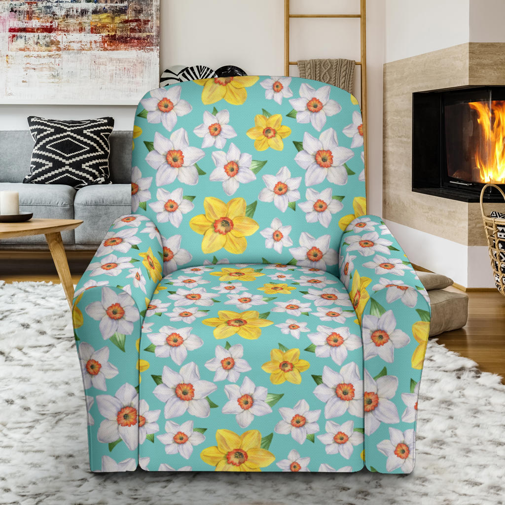Daffodils Pattern Print Design 02 Recliner Slipcover with Pocket