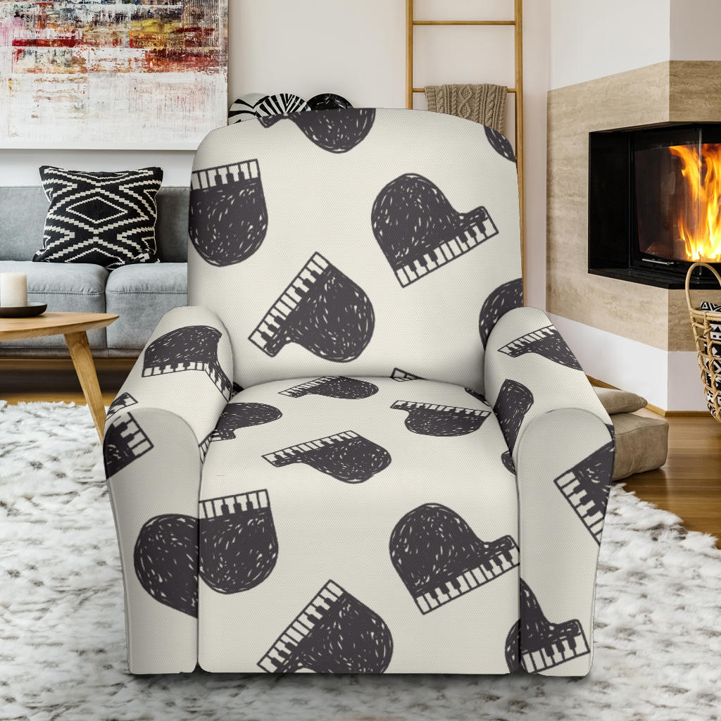 Piano Pattern Print Design 04 Recliner Slipcover with Pocket
