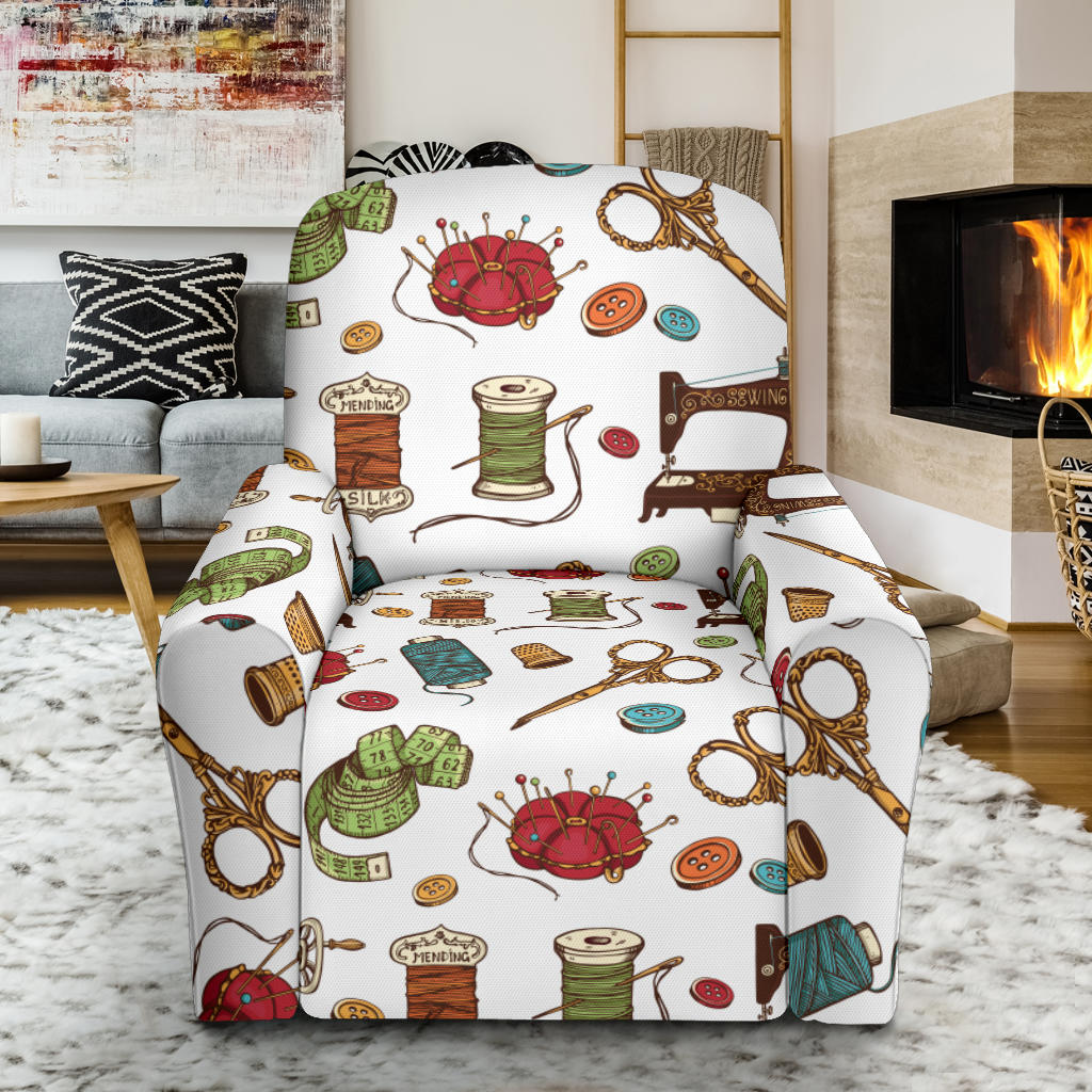 Sewing Equipment Print Design LKS304 Recliner Slipcover with Pocket