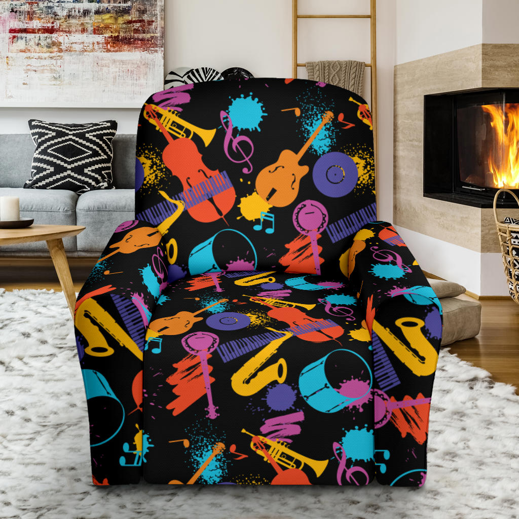 Saxophone Print Design LKS406 Recliner Slipcover with Pocket