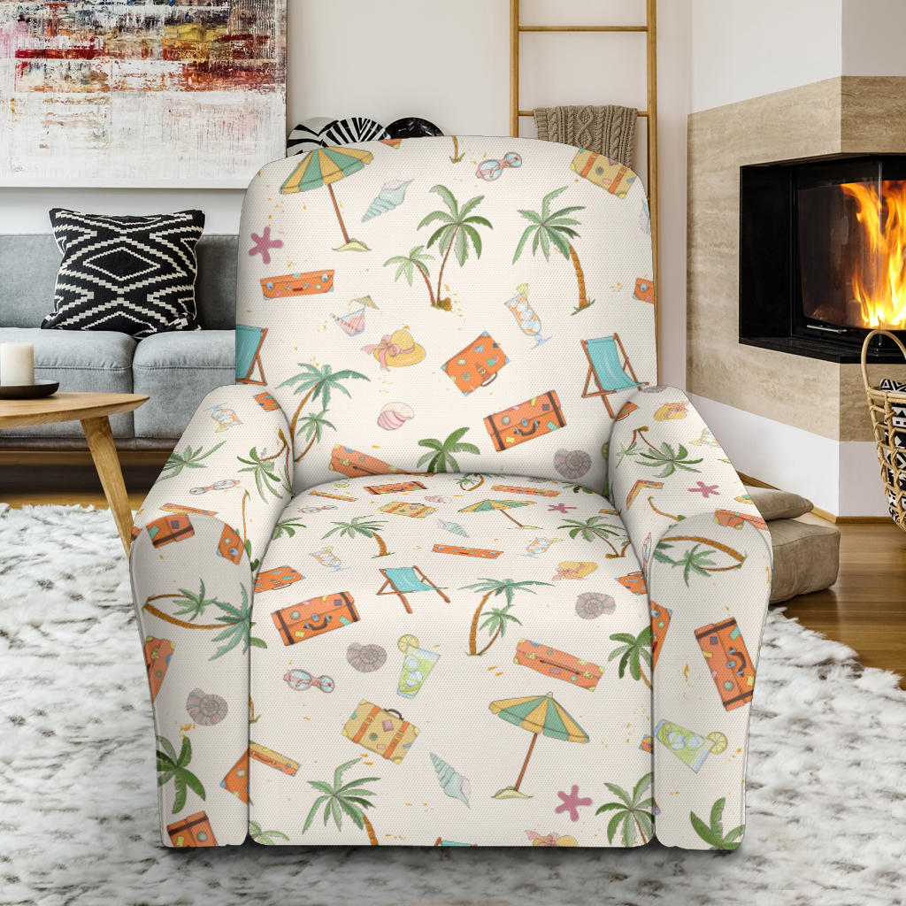 Beach Themed Pattern Print Design 05 Recliner Slipcover with Pocket