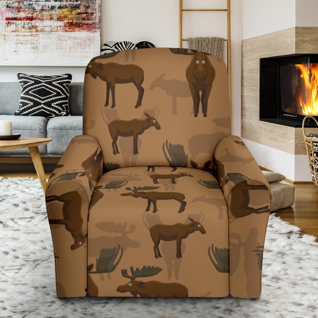 Moose Pattern Print Design 03 Recliner Slipcover with Pocket