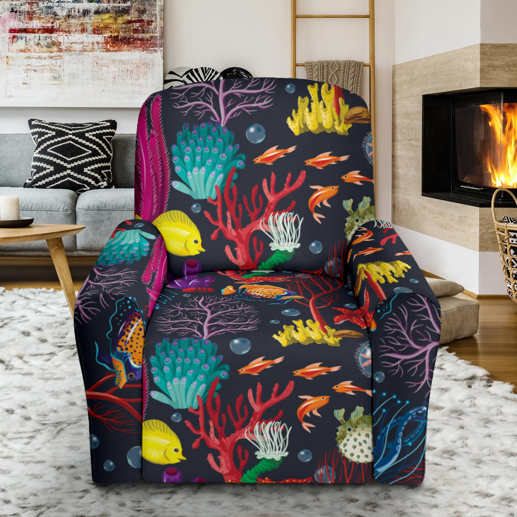 Underwater Cute Print Design LKS303 Recliner Slipcover with Pocket