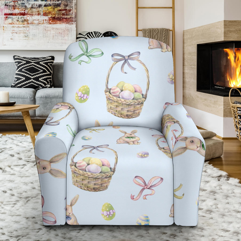 Rabbit Easter Eggs Pattern Print Design 03 Recliner Slipcover with Pocket