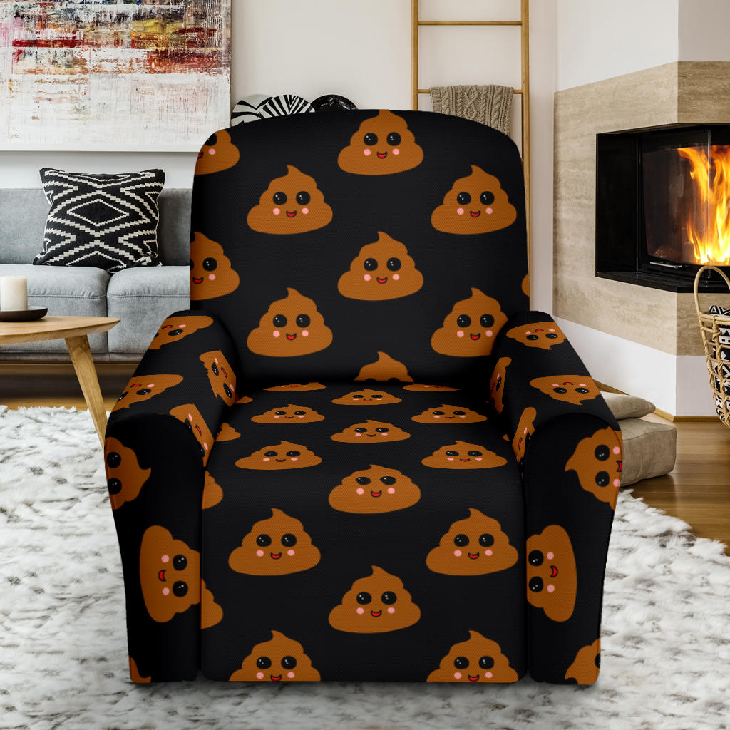 Poop Emoji Pattern Print Design A01 Recliner Slipcover with Pocket
