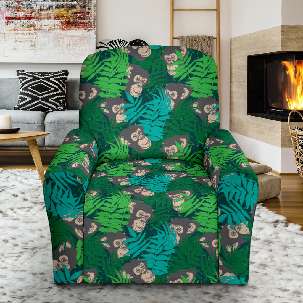 Chimpanzee Pattern Print Design 01 Recliner Slipcover with Pocket