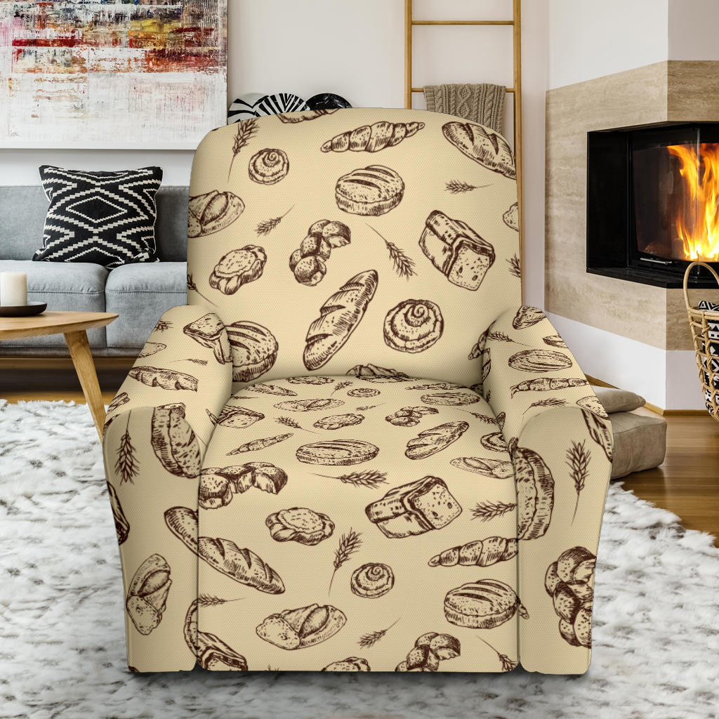 Bread Pattern Print Design 04 Recliner Slipcover with Pocket