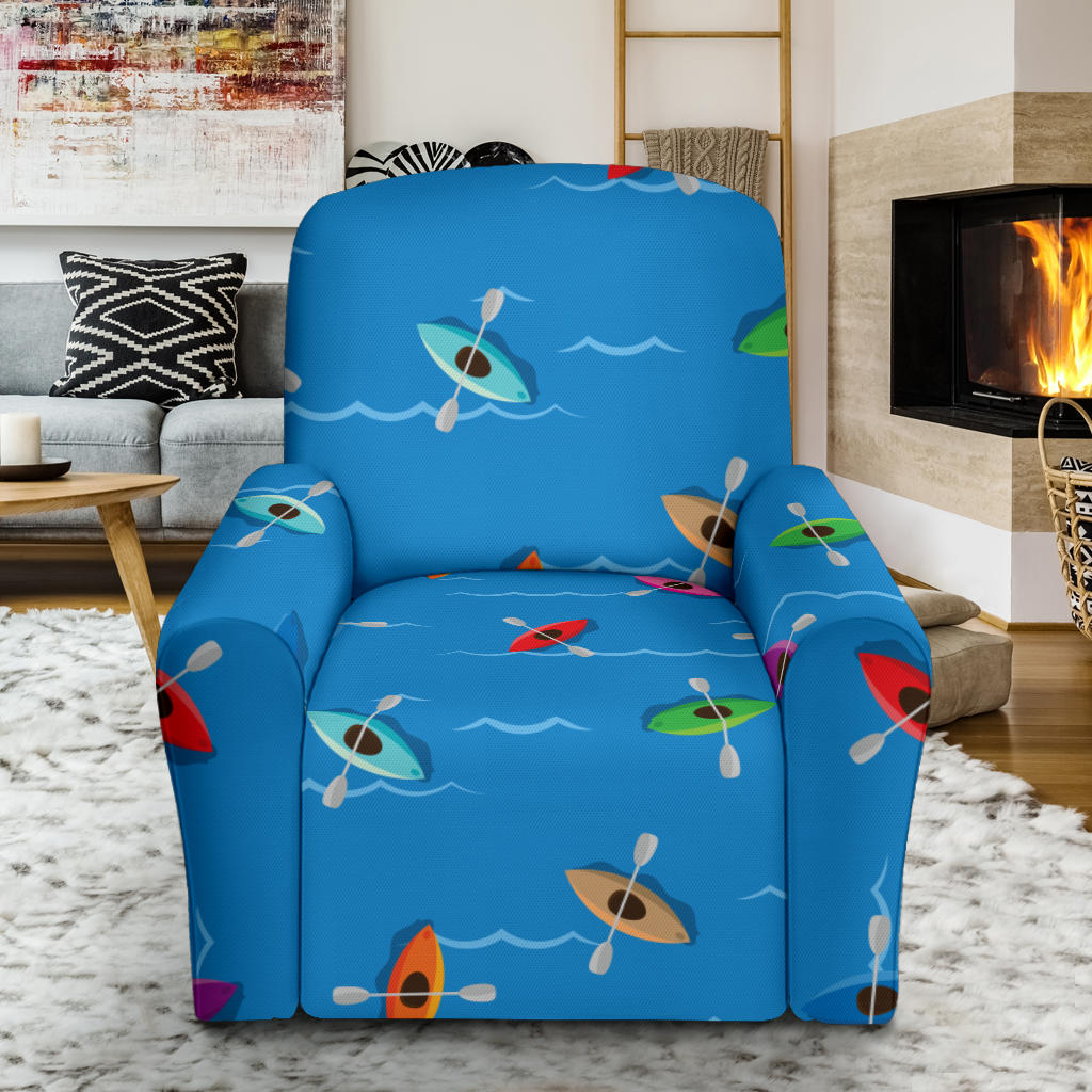 Kayak Pattern Print Design 03 Recliner Slipcover with Pocket
