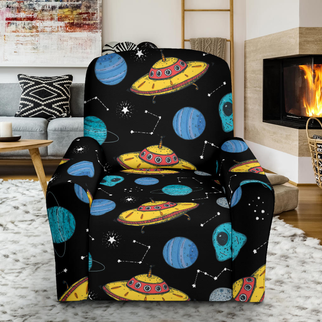 UFO Alien Print Design LKS306 Recliner Slipcover with Pocket