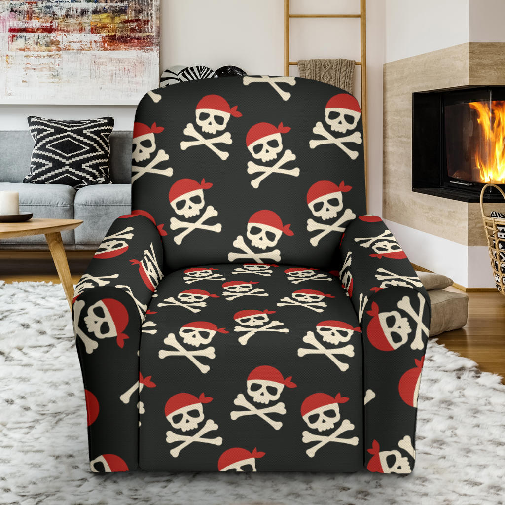 Pirate Pattern Print Design A04 Recliner Slipcover with Pocket