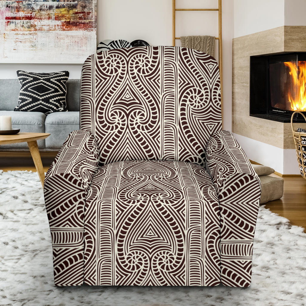 Maori Pattern Print Design 04 Recliner Slipcover with Pocket