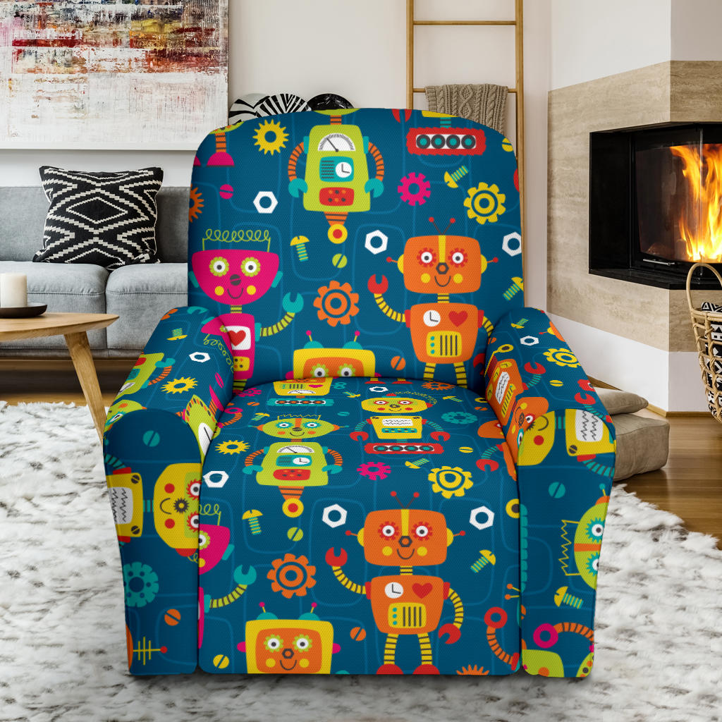 Robot Pattern Print Design A04 Recliner Slipcover with Pocket