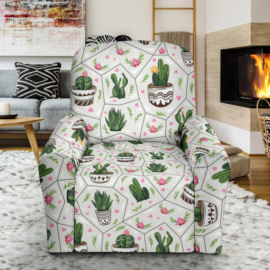Cactus Pattern Print Design 04 Recliner Slipcover with Pocket
