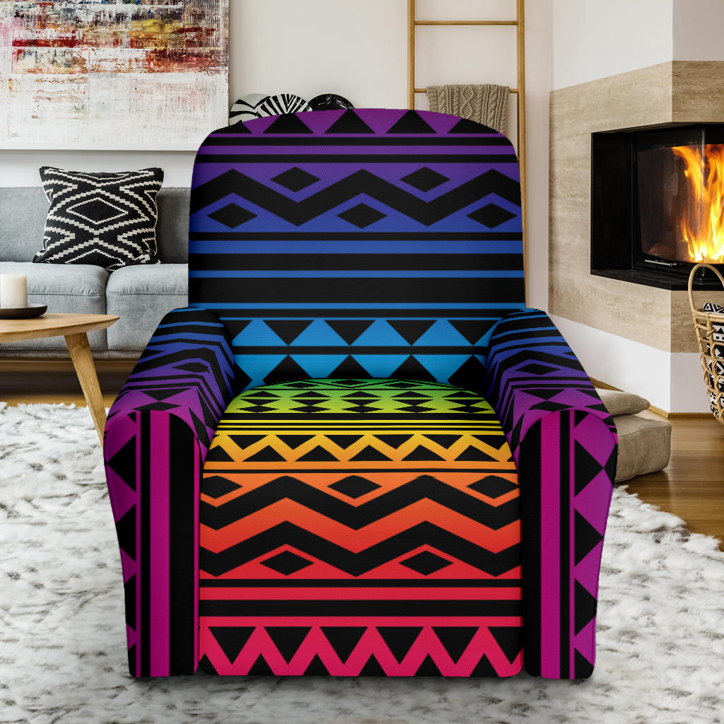 Rainbow Tribal Pattern Print Design A02 Recliner Slipcover with Pocket