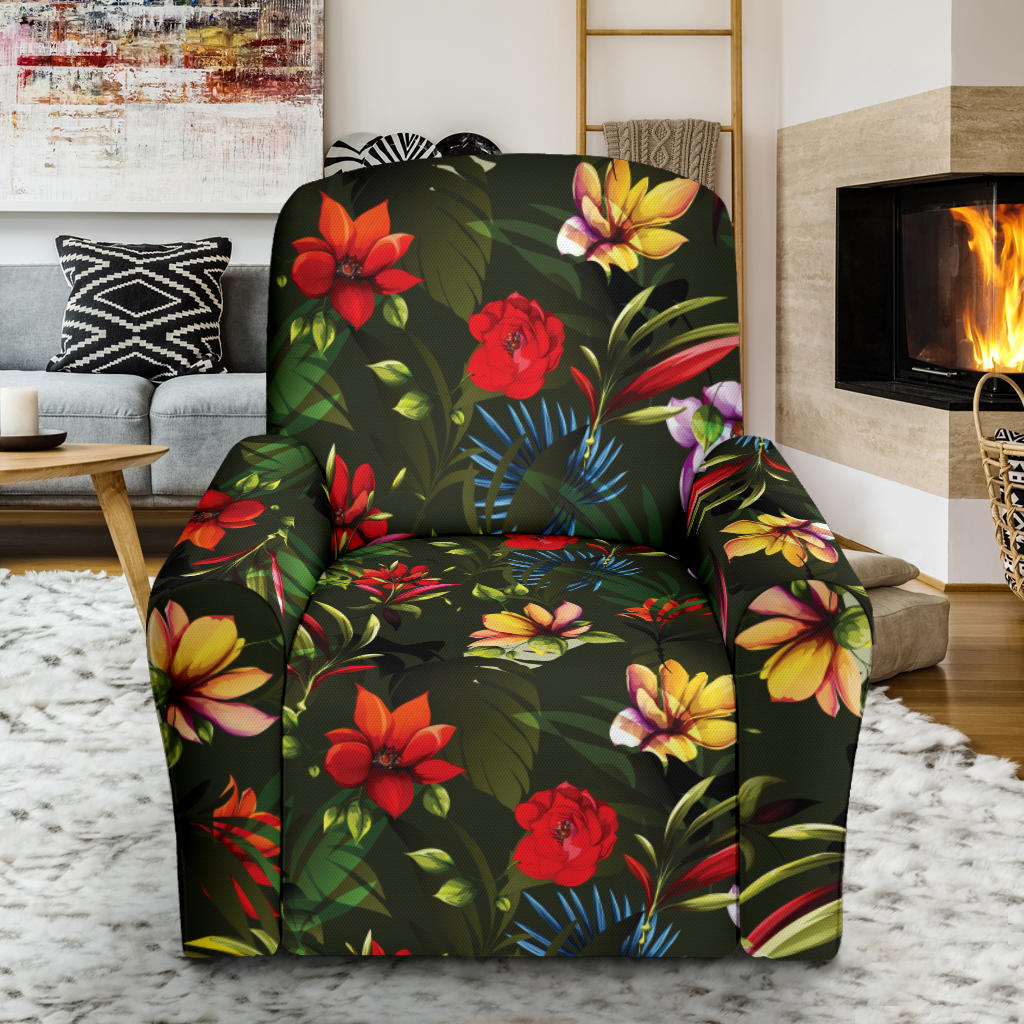 Magnolia Pattern Print Design 02 Recliner Slipcover with Pocket