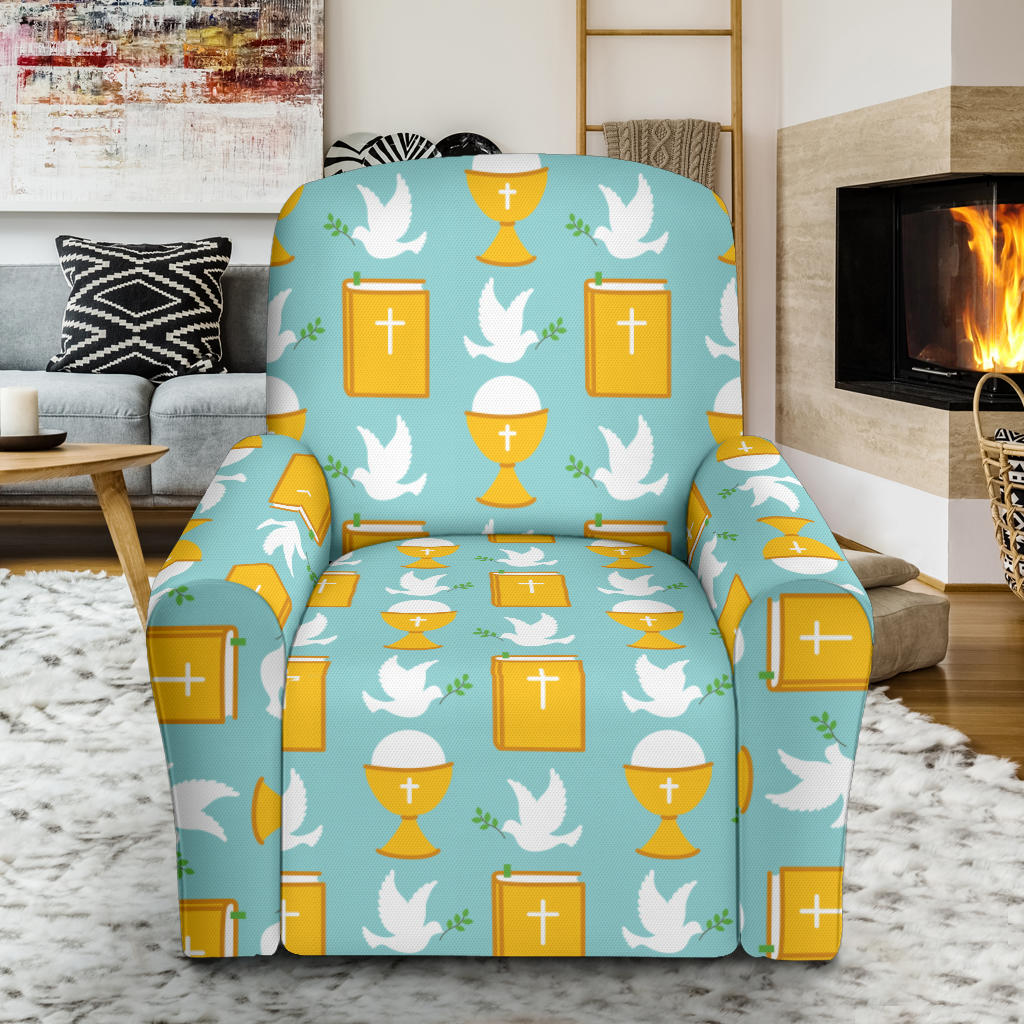 Christian Pattern Print Design 02 Recliner Slipcover with Pocket