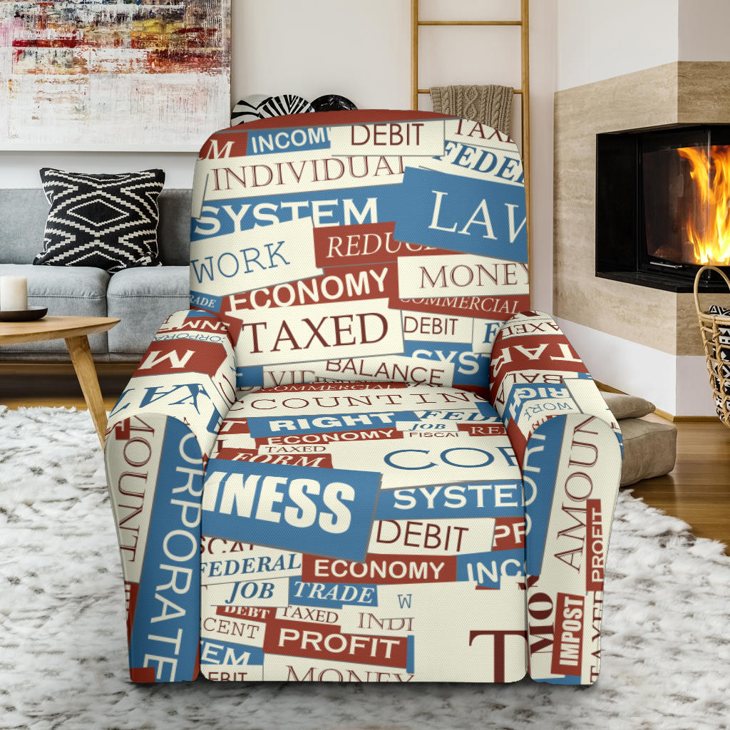Accounting Financial Pattern Print Design 01 Single Sofa Slipcover